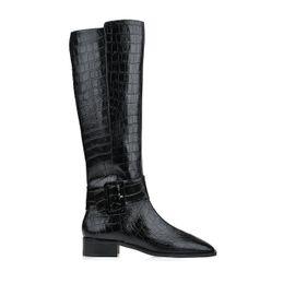Bota Salto Baixo Croco Preta