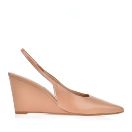 Slingback Salto Médio New Couro Pele