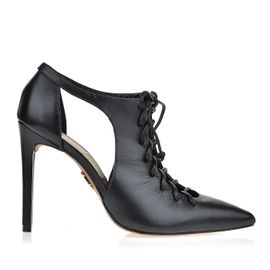 Ankle Boot Salto Alto New Couro Preta