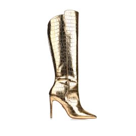 Bota Salto Alto Crocodile Spechio Gold