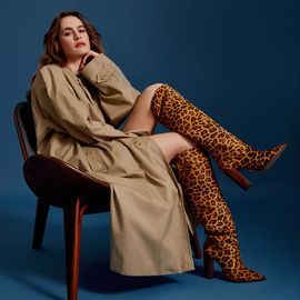 Bota Salto Alto Fur Onça Caramel