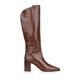 Bota Salto Médio Croco Café