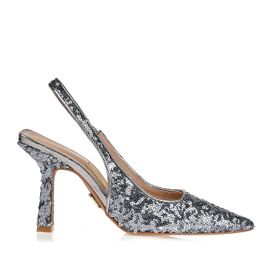 Slingback Salto Alto Paete Argento