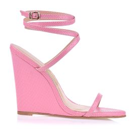 Anabela Salto Alto New Snake Pink