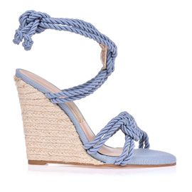 Anabela Salto Alto Cordão Denim