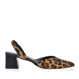 Slingback Salto Médio Fur Onça Caramelo