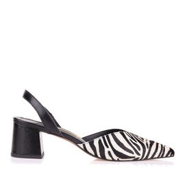 Slingback Salto Médio Fur Zebra