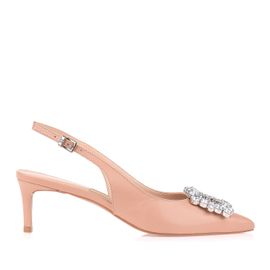 Slingback Salto Médio New Couro Nude