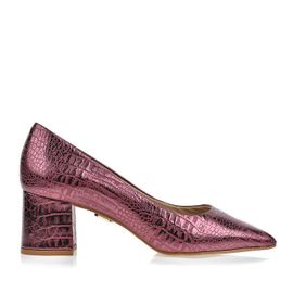 Scarpin Salto Médio Croco Specchio Lilas