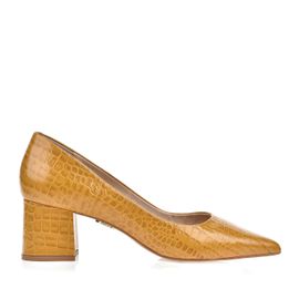 Scarpin Salto Médio Croco Mustard