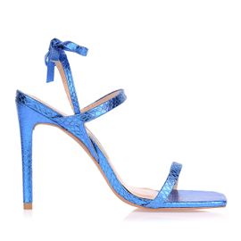 Sandália Salto Alto Metal Serpente Azul