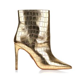 Bota Salto Alto Croco Specchio Gold