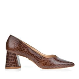 Scarpin Salto Médio Mini Croco Whisky