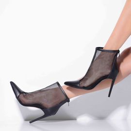 Bota Salto Alto New Couro Preta
