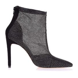 Bota Salto Alto Tela Bright Preta