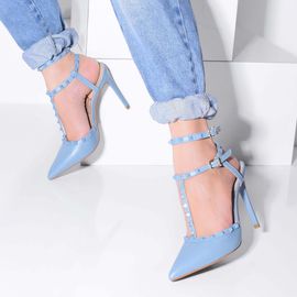 Slingback Salto Alto New Couro Sky