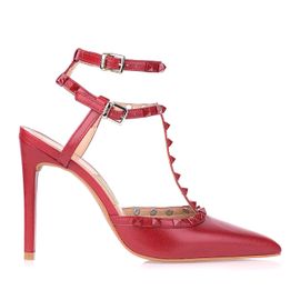 Slingback Salto Alto New Couro Scarlet