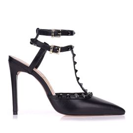 Slingback Salto Alto New Couro Preta
