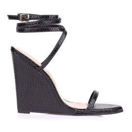 Anabela Salto Alto New Snake Preta