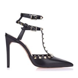 Slingback Salto Alto New Couro Preta