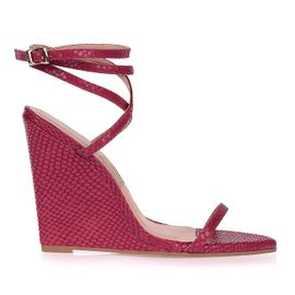 Anabela Salto Alto New Snake Scarlet