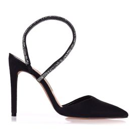 Slingback Salto Alto Camurça Preta