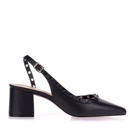 Slingback Salto Médio New Couro Preta