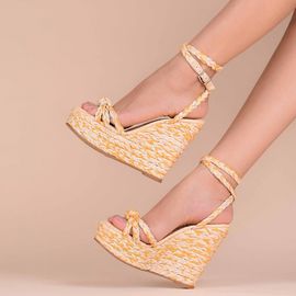 Plataforma Salto Alto Raffia Braid Sun