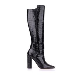 Bota Salto Alto Croco Preta