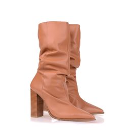 Bota Salto Alto Atanado Caramel