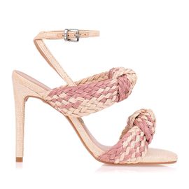 Sandália Salto Alto Mixed Braid Rosa