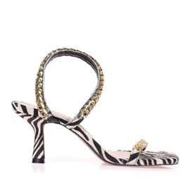 Sandália Salto Médio Fur Zebra