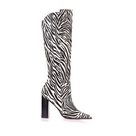 Bota Salto Alto Fur Zebra
