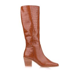 Bota Salto Médio Croco Caramel