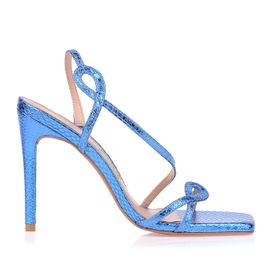 Sandália Salto Alto Metal Serpente Azul