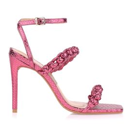 Sandália Salto Alto Metal Serpente Pink