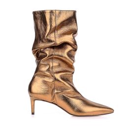 Bota Salto Médio Grunge Ouro Velho