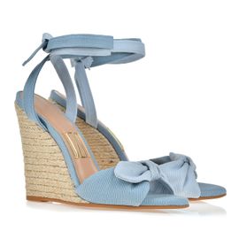 Anabela Salto Alto Sarja Denim