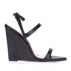 Anabela Salto Alto New Snake Preta