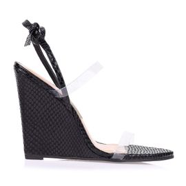 Anabela Salto Alto New Snake Preta