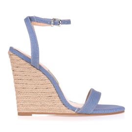 Anabela Salto Alto Jeans Denim