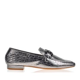 Mocassim Croco Old Silver