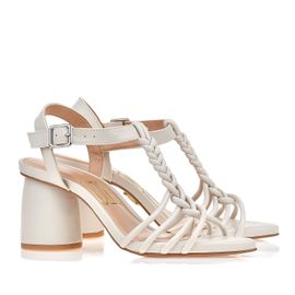 Sandália Salto Médio Soft Off White