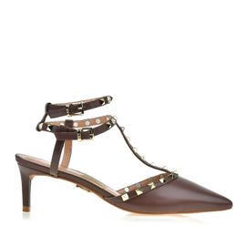 Slingback Salto Médio New Couro Café