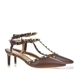 Slingback Salto Médio New Couro Café