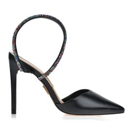 Slingback Salto Alto New Couro Preta