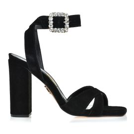 Sandália Salto Alto Chamois Black