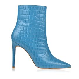 Bota Salto Alto Croco Denim