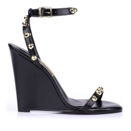 Anabela Salto Alto New Preto/Ouro
