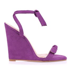 Anabela Salto Alto Lace Up Camurça Grape